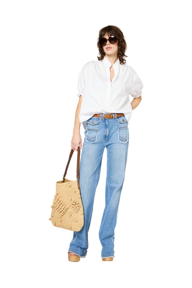 Annyr Ruffled Mandarin Collar Blouse, Alternate, color, White