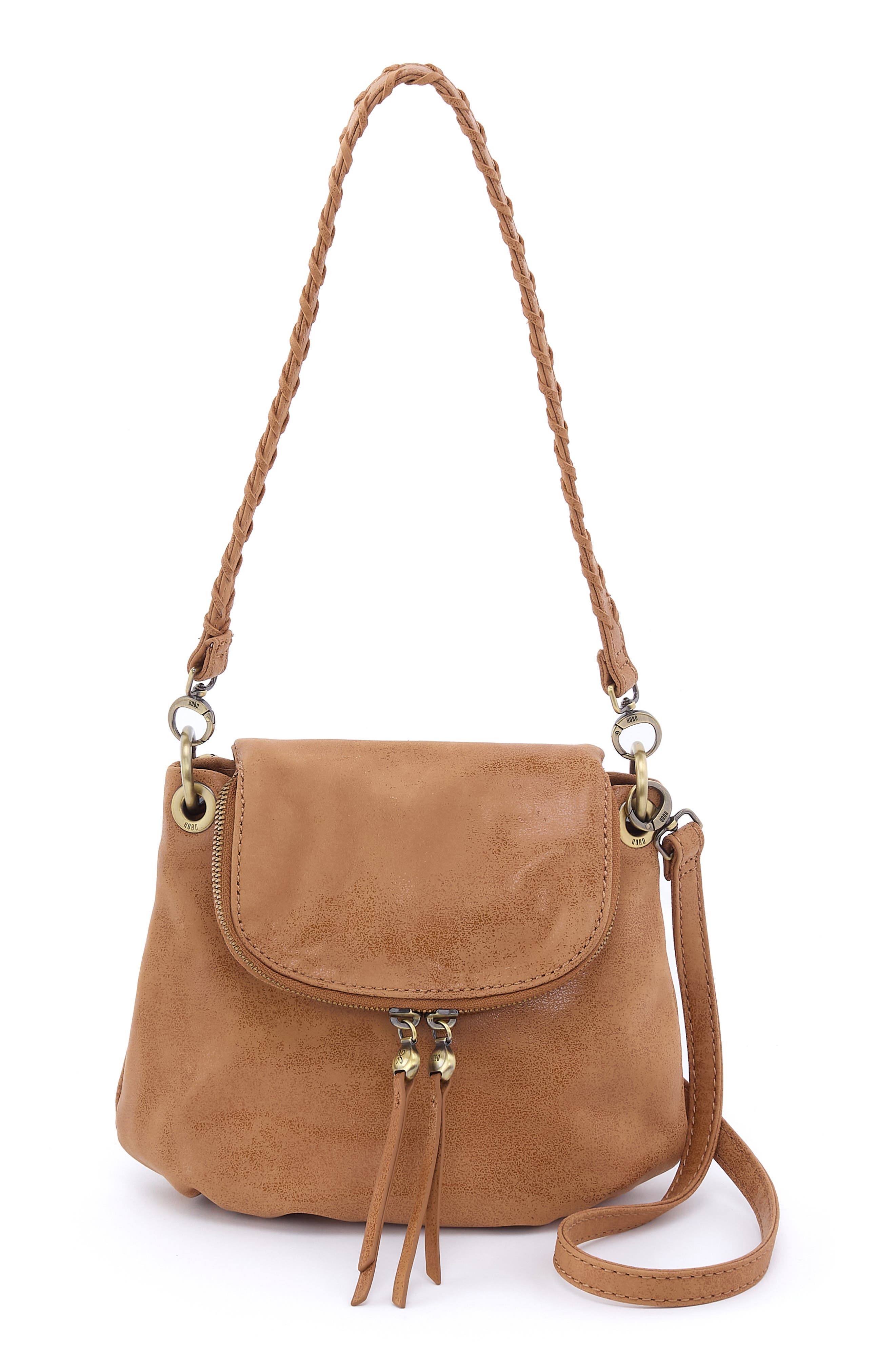 Fern Leather Zip Flap Crossbody Bag, Main, color, WHISKEY