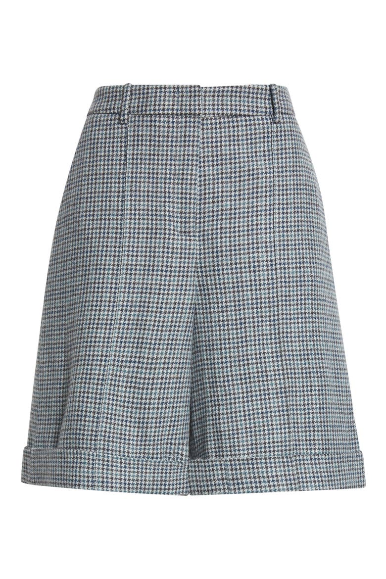 Houndstooth Check Virgin Wool & Cashmere Bermuda Shorts, Alternate, color, 178 DARK JADE