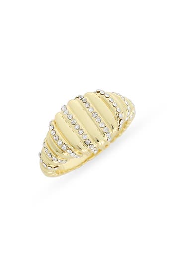 Covet Pavé Cz Oval Signet Ring In Gold