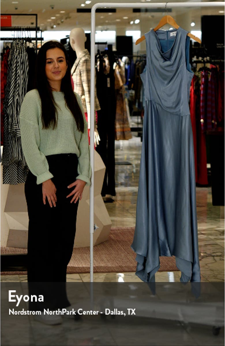 Halle Handkerchief Hem Satin Gown, sales video thumbnail