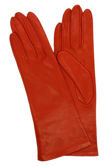 Portolano Silk Lined Leather Gloves In Brown
