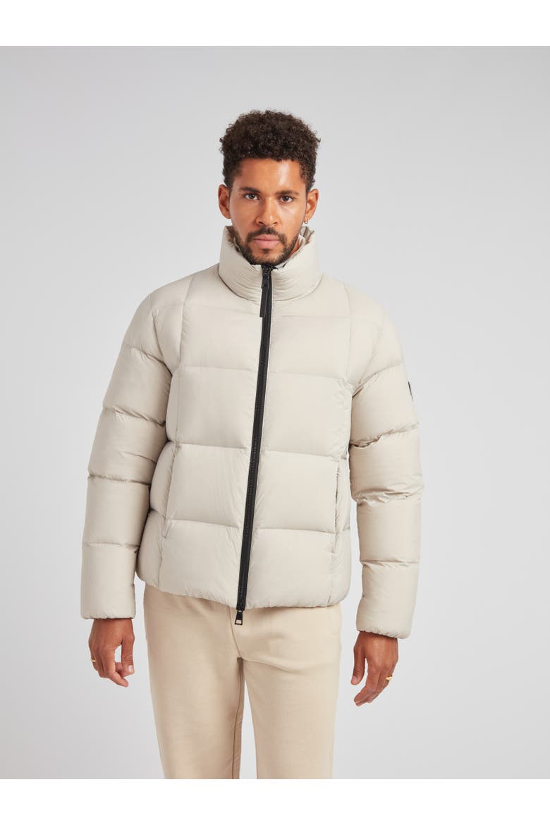 Cloud Long Sleeve Puffer Racer Jacket, Main, color, STONE
