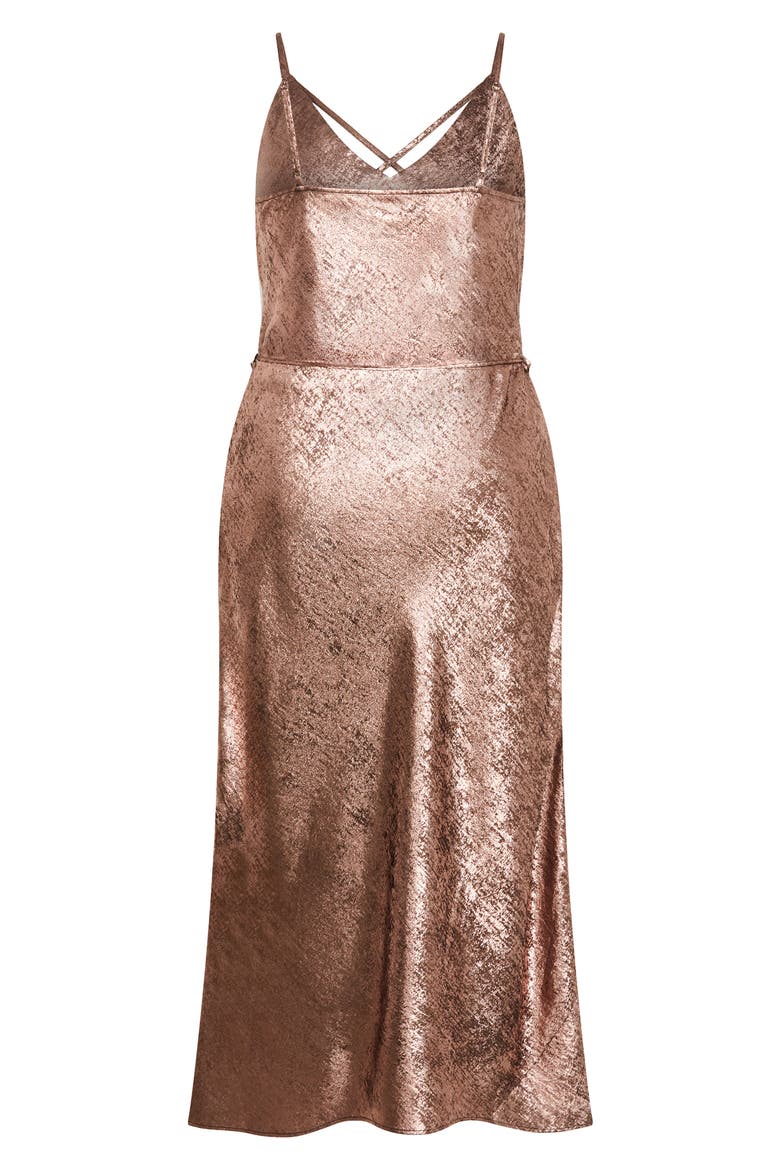 Mariam Metallic Midi Dress, Alternate, color, GOLD