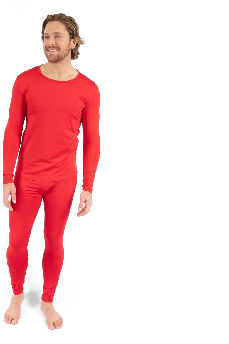 Men's Two-Piece Thermal Long Sleeve Solid Pajamas, Alternate, color, Red