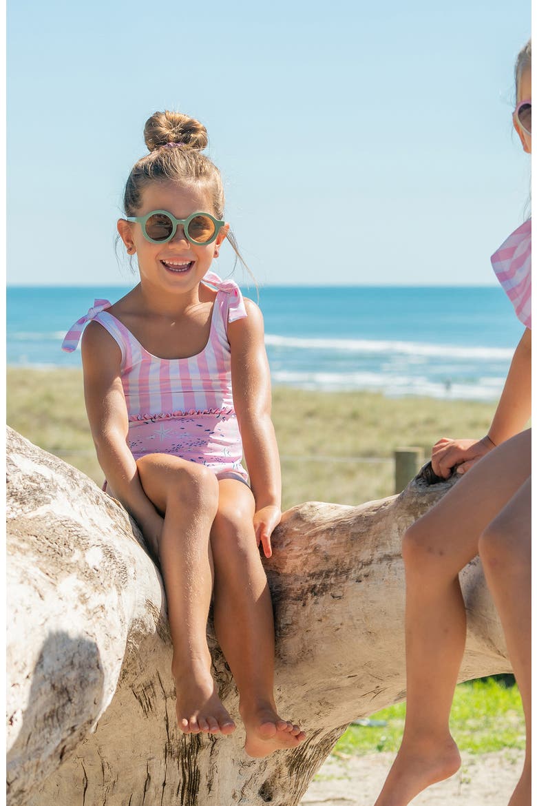 Kids' Pink Sea Print Ruffle One-Piece Swimsuit, Alternate, color, PINK
