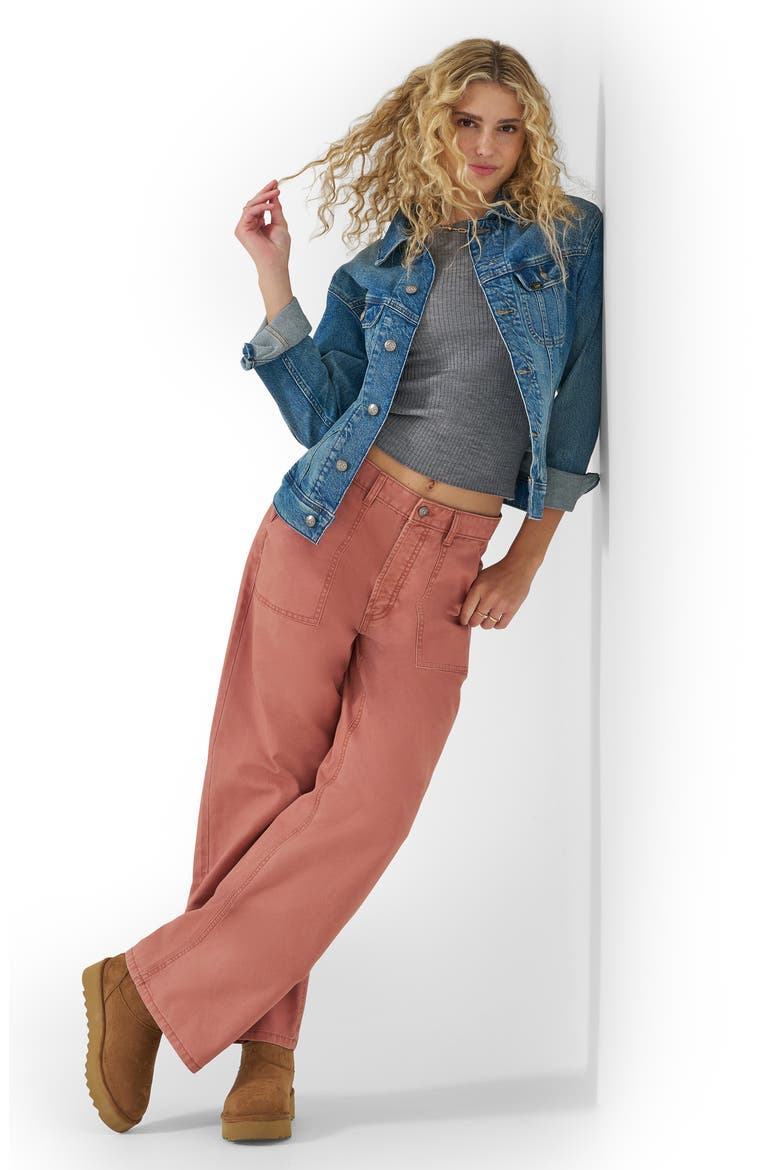 Patch Pocket Slouchy Twill Pants, Alternate, color, DUSTY ROSE