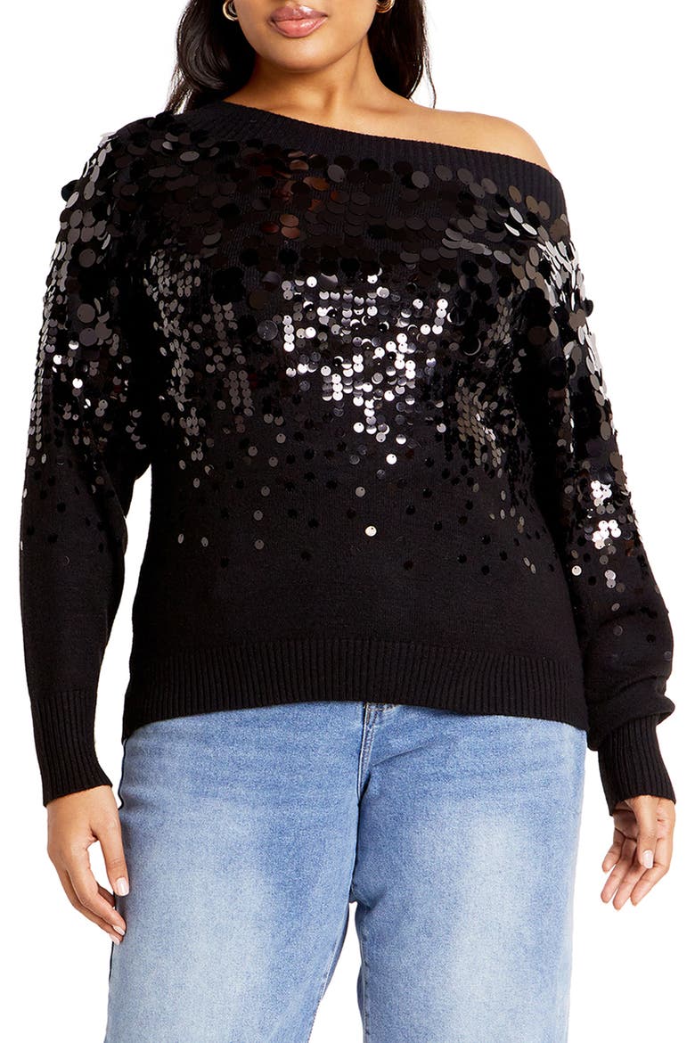 Braylin Embellished Sweater, Main, color, BLACK