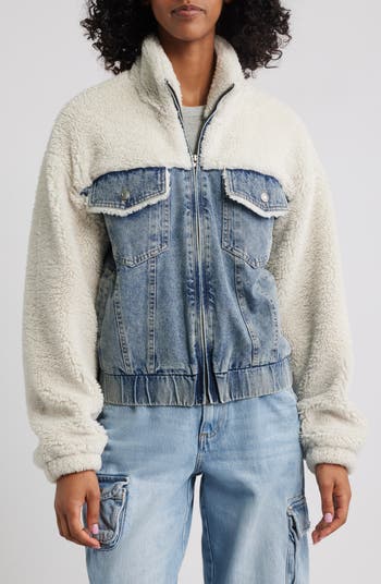 Denim & Faux Shearling Trucker Jacket
