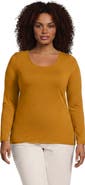 Lands' End Plus Size Lightweight Jersey Skimming Long Sleeve Scoop Neck T-shirt