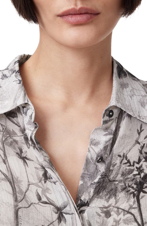Allsaints Eddie Floral Print Button Up Shirt In Rise Ecru White