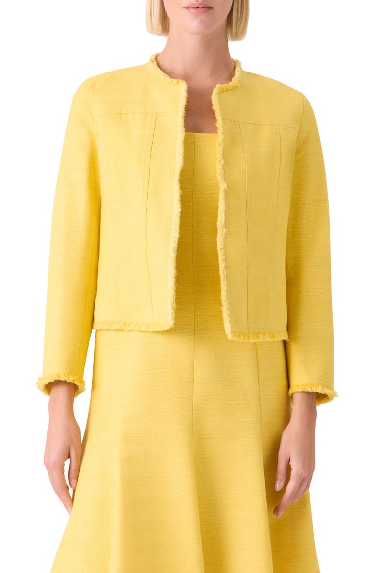 Crop Silk & Cotton Shantung Jacket, Main, color, LEMON ZING