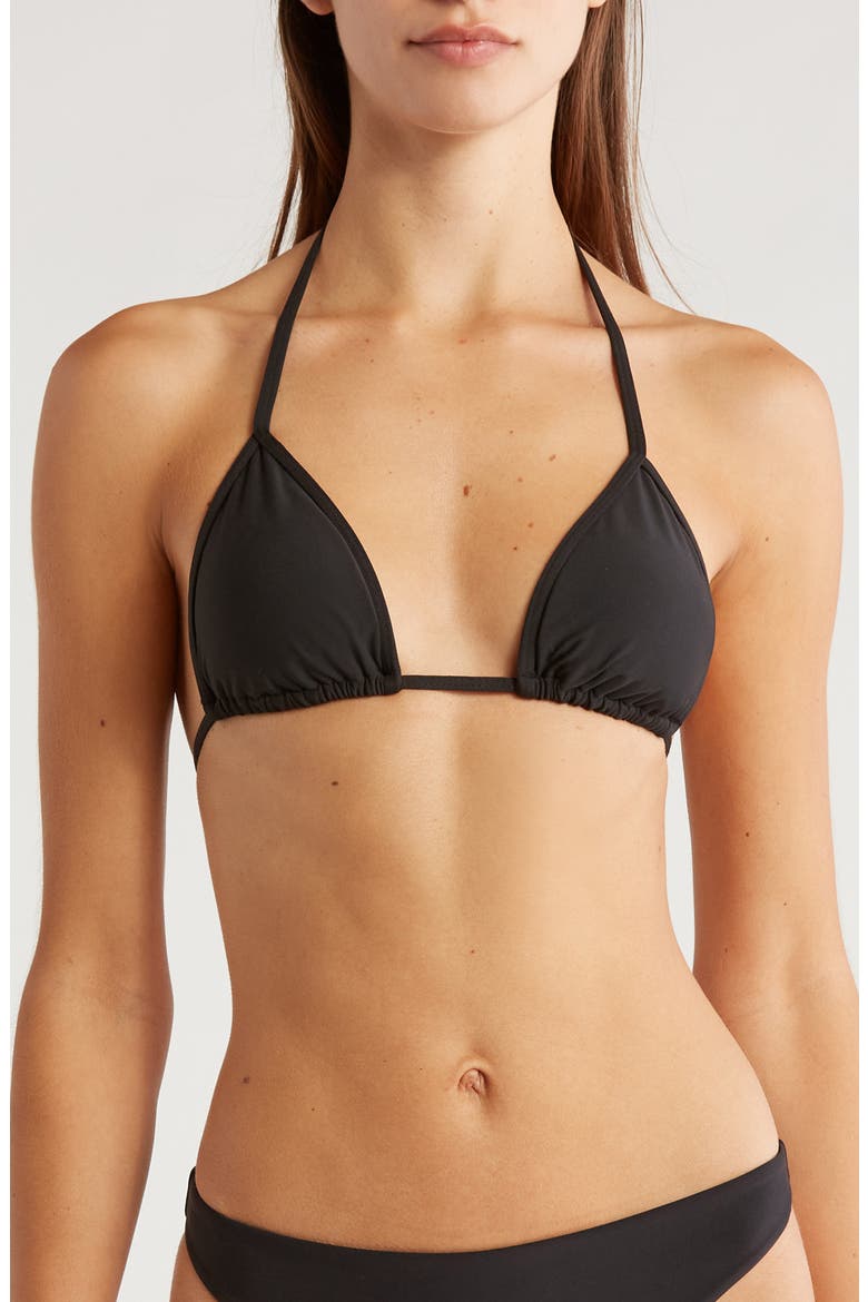 Simply Seamless Triangle Bikini Top, Main, color, BLACK