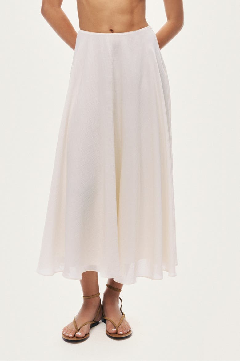 Flowy High-Waisted Midi Skirt, Main, color, Ivory