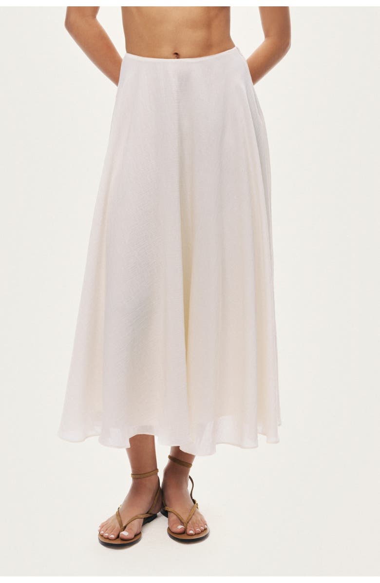 Nocturne Flowy High-Waisted Midi Skirt, Main, color, Ivory