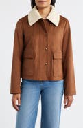 Sam Edelman Faux Leather Jacket with Faux Shearling Collar