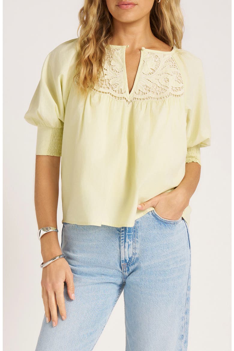 Luma Puff Sleeve Woven Shirt, Main, color, LEMONDROP