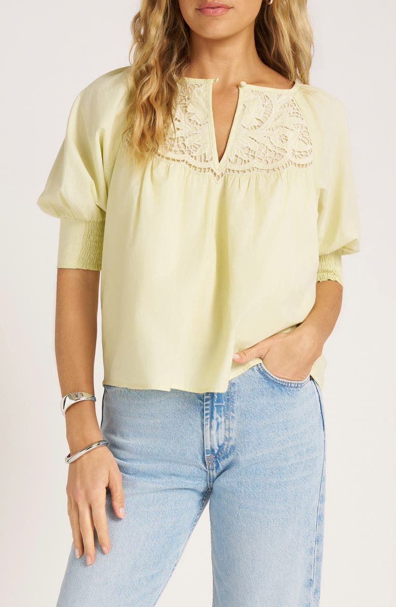 matty m. Luma Puff Sleeve Woven Shirt, Main, color, 