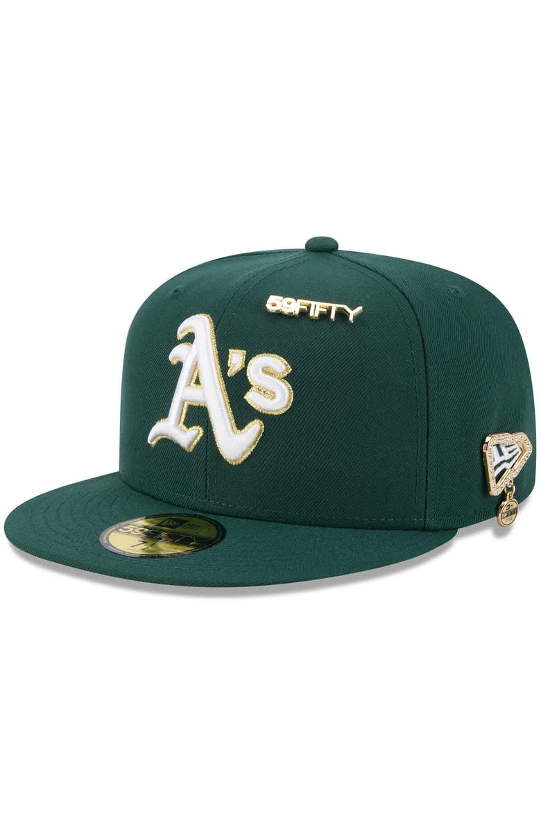 New Era Men's New Era Dark Green Athletics 2025 59FIFTY Day 59FIFTY Fitted Hat with Pins, Alternate, color, Dark Green