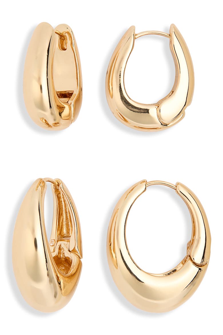 2-Pack Assorted Puffy Oval Earrings, Main, color, GOLD