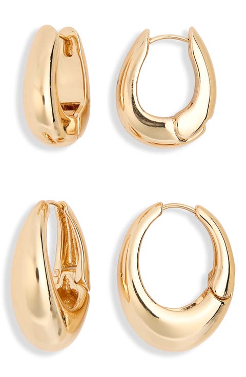 2-Pack Assorted Puffy Oval Earrings