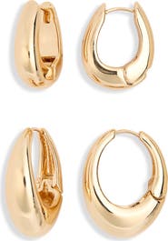 Leith 2-Pack Assorted Puffy Oval Earrings