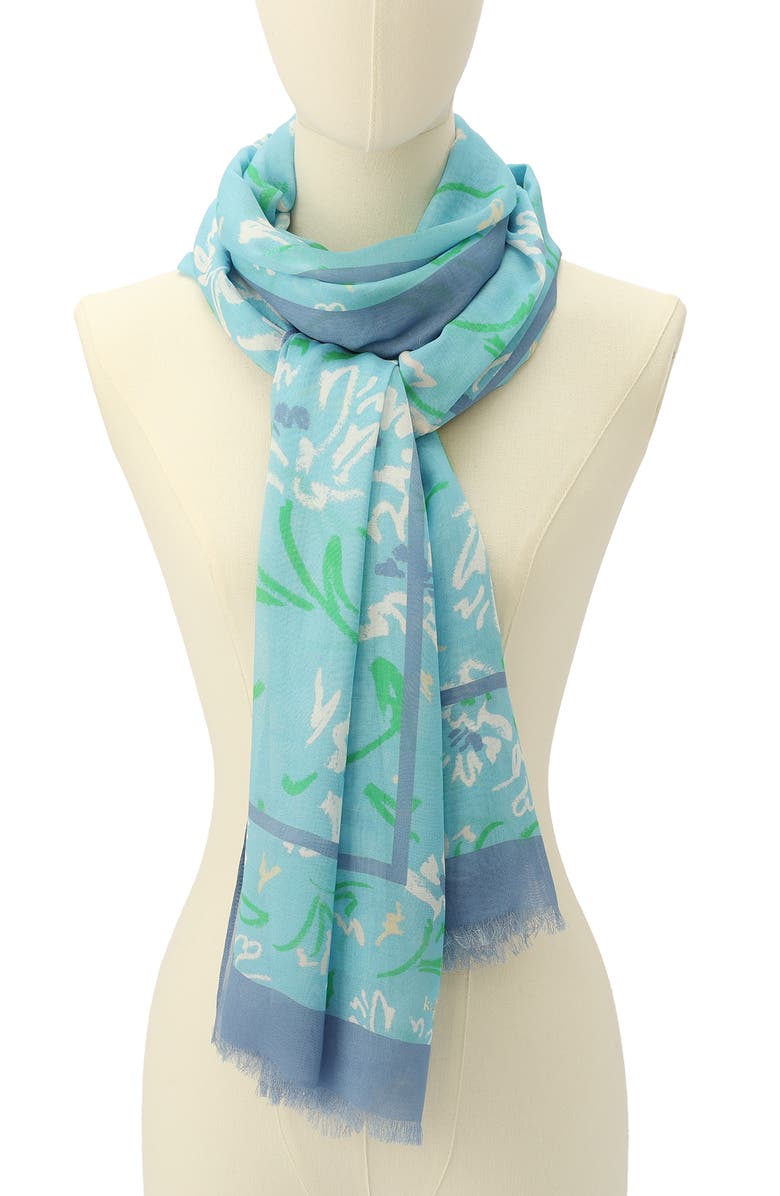 Kate Spade New York lively garden oblong scarf, Alternate, color, Pristine Pool