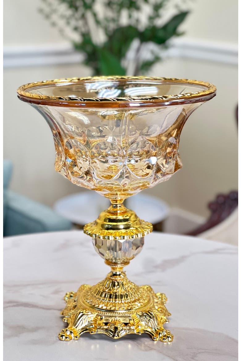 Classic Pedestal Bowl, Alternate, color, Amber