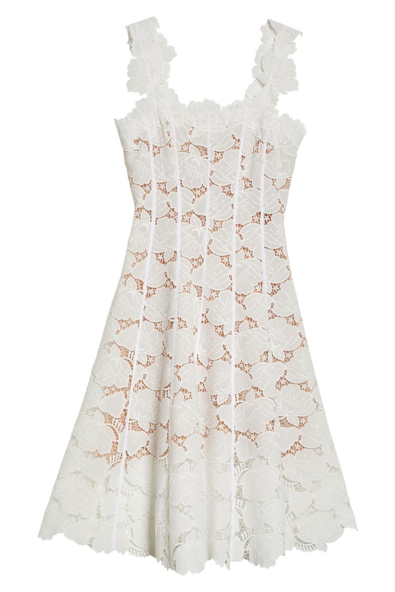 Floral Lace Midi Dress, Alternate, color, WHITE