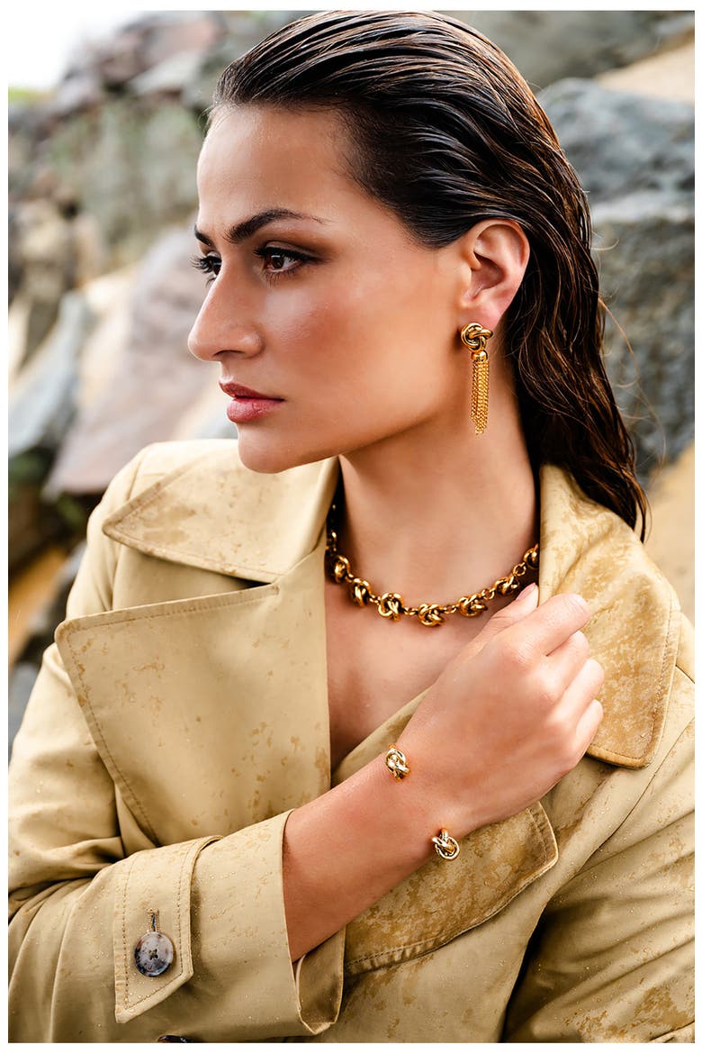 Tassel Knot Drop Earrings, Alternate, color, 14K GOLD