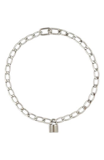Rebl Gender Inclusive Lou Lock Pendant Necklace In Silver