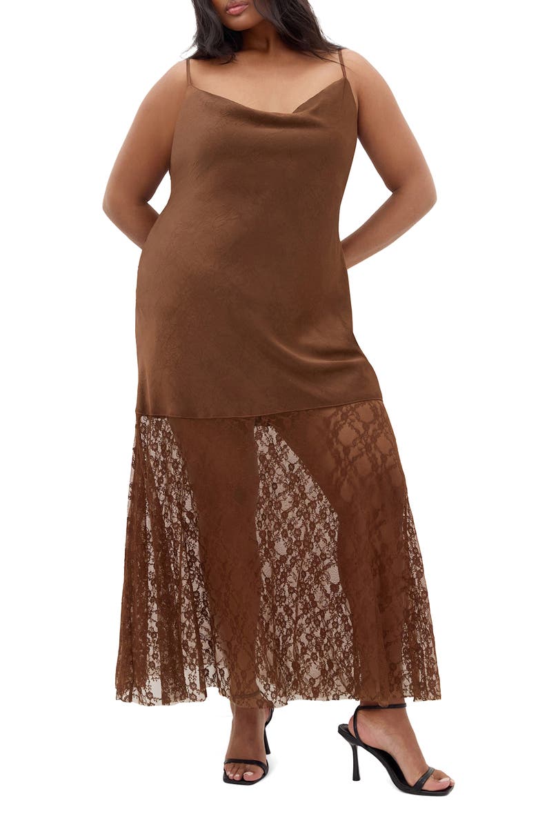 City Chic Lilly Lace Sleeveless Maxi Dress, Main, color, Toffee