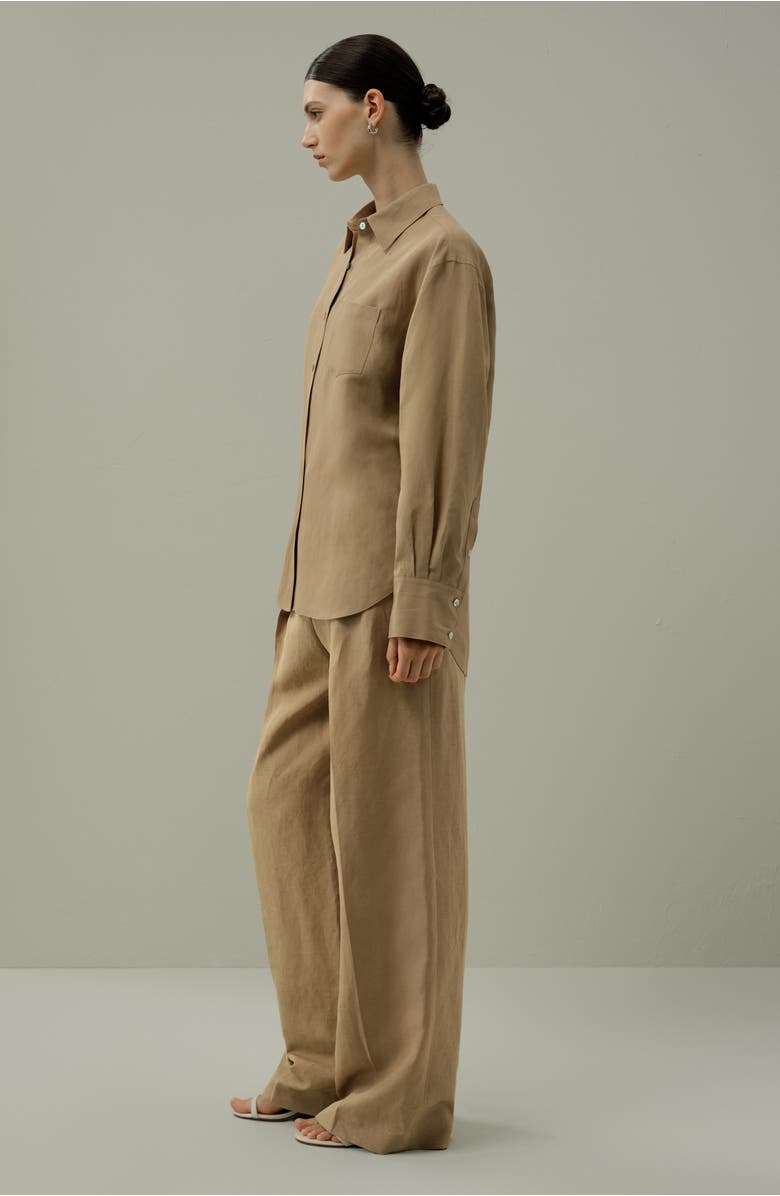 Lilysilk Oversized Silk-Linen Blend Shirt, Alternate, color, Oak