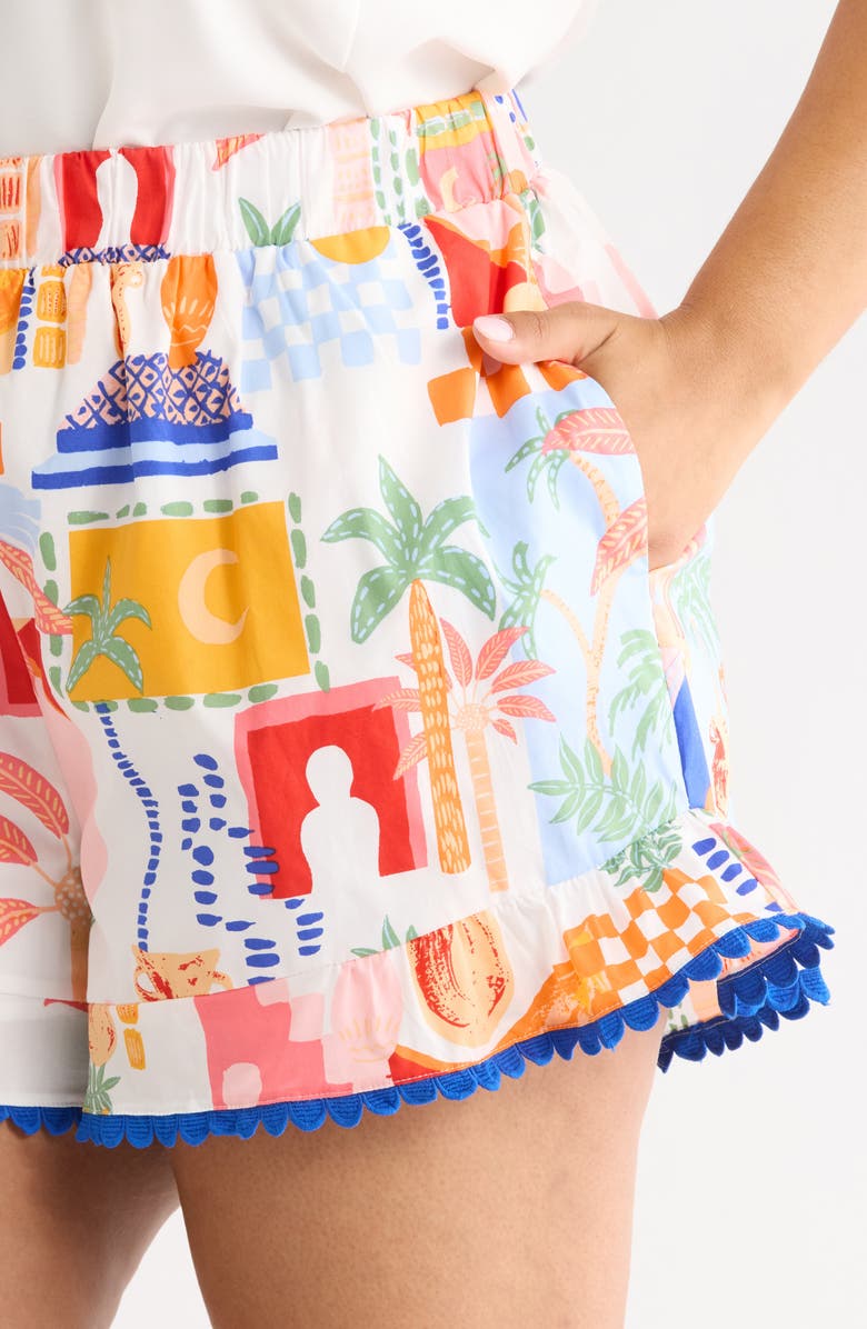 SUGARLIPS Petroli Town Ruffle Shorts, Alternate, color, Org-Pnk-Wht