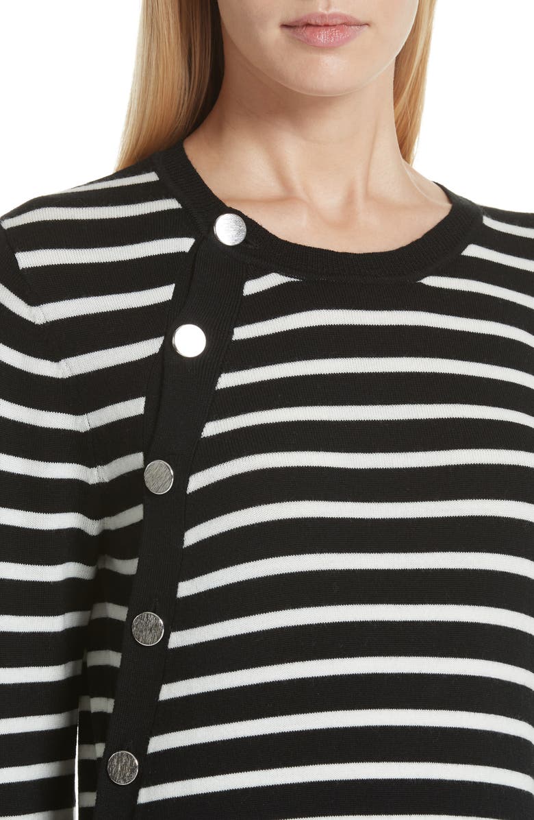 Altuzarra Stripe Button Side Wool Sweater, Alternate, color, 
