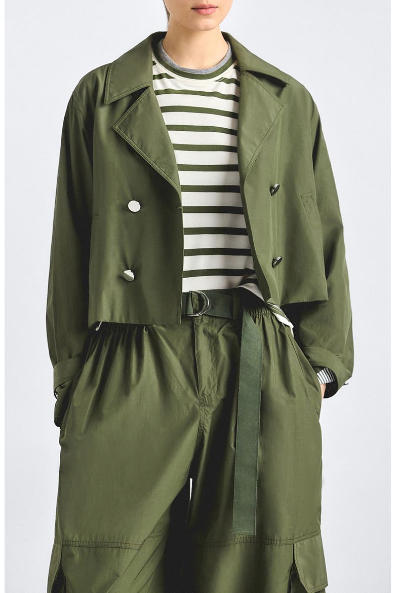 Renata Double Breasted Crop Trench Coat, Main, color, FATIGUE