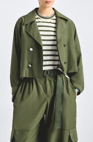 Derek Lam 10 Crosby Renata Double Breasted Crop Trench Coat