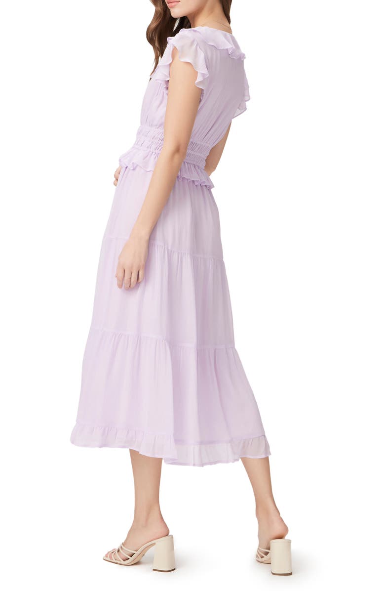 PAIGE Paradis Ruffle Silk Midi Dress, Alternate, color,