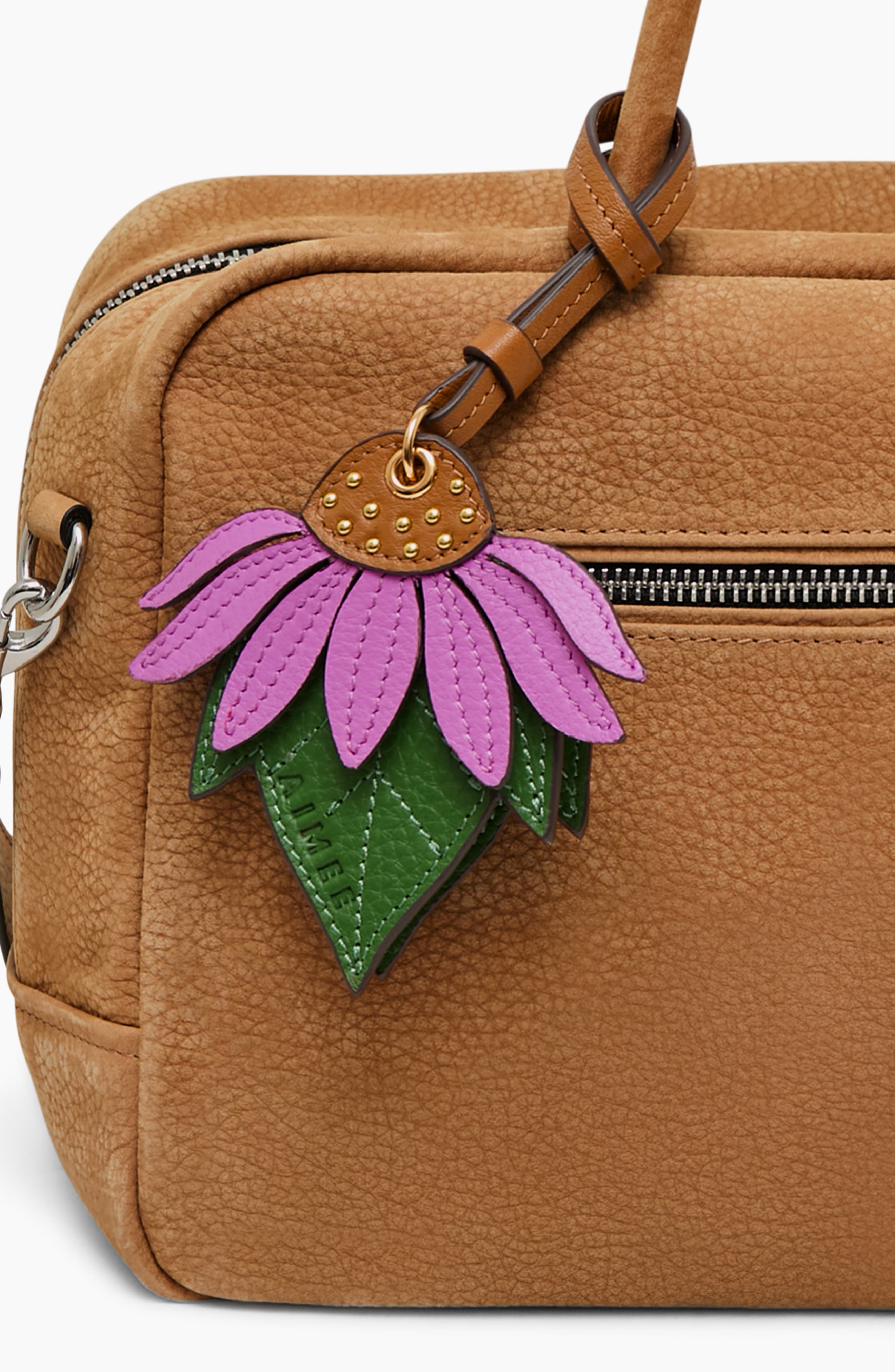 Floral Mirror Bag Charm, Alternate, color, PURPLE MULTI