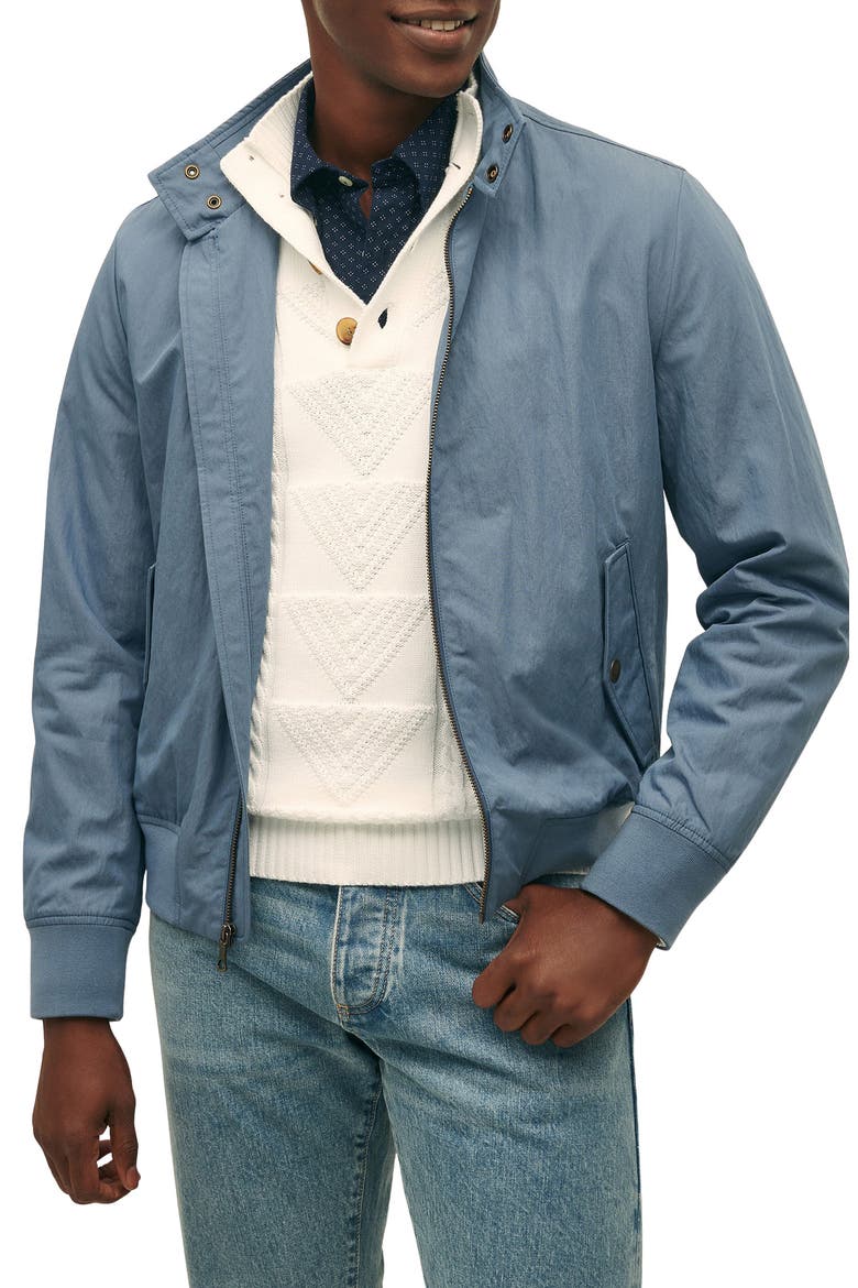 Cotton Blend Bomber Jacket, Main, color, BLUE HORIZON