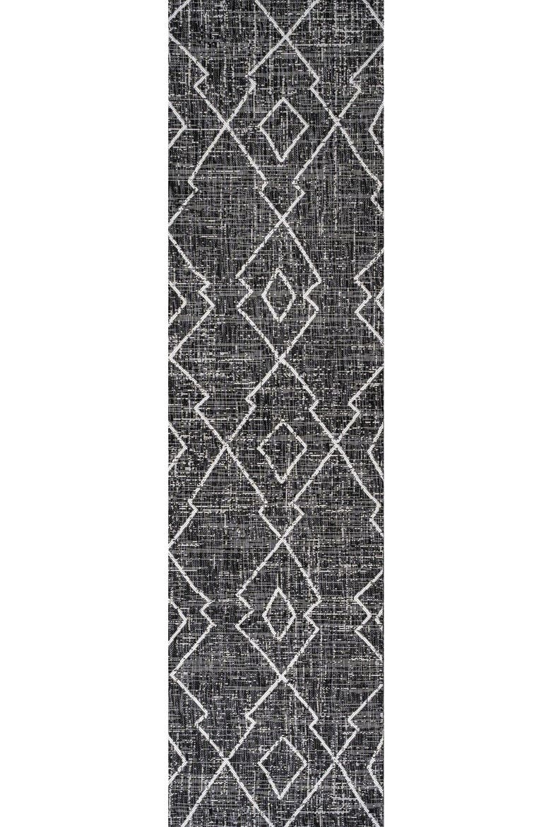 Carwa  Diamond Trellis Indoor/Outdoor Area Rug, Main, color, Black/Ivory