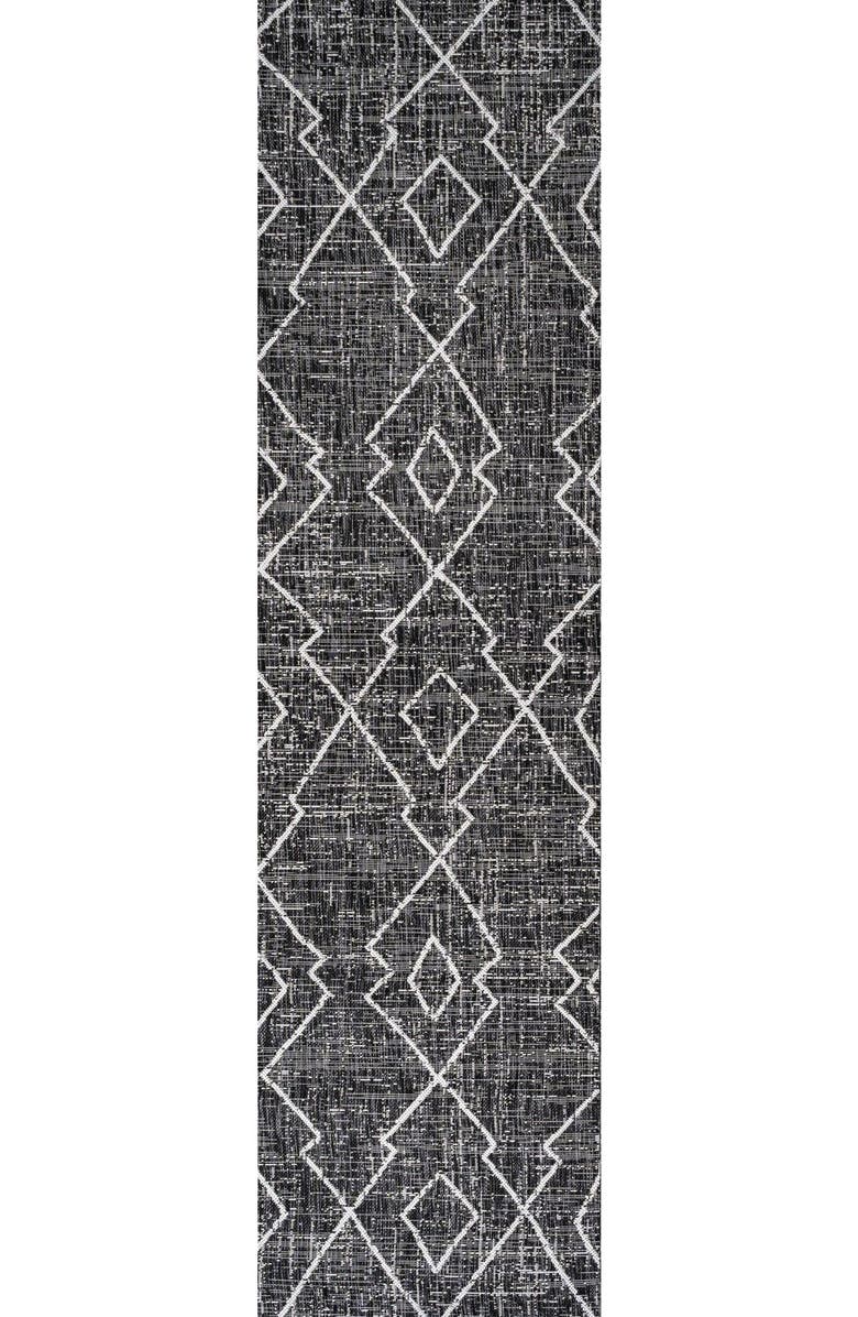 JONATHAN Y Carwa  Diamond Trellis Indoor/Outdoor Area Rug, Main, color, Black/Ivory