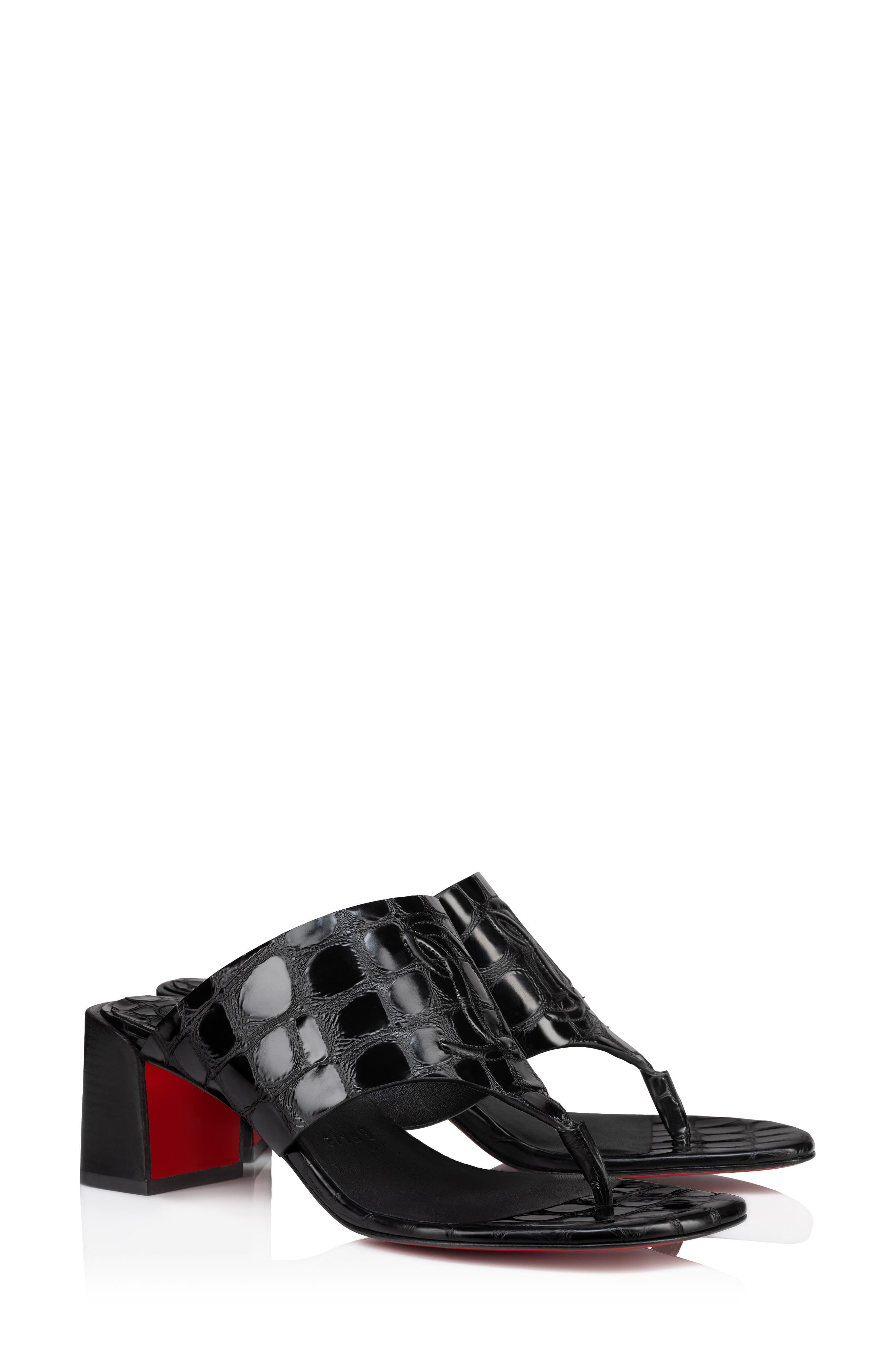 Christian Louboutin Tongamule Croc Embossed Sandal, Main, color, 