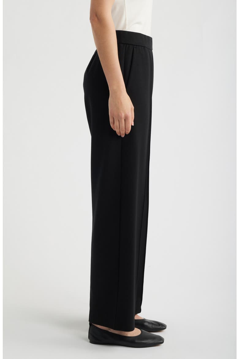Pintuck High Waist Wide Leg Pants, Alternate, color, BLACK