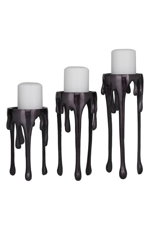 Set of 3 Melting Wax Pillar Candleholders