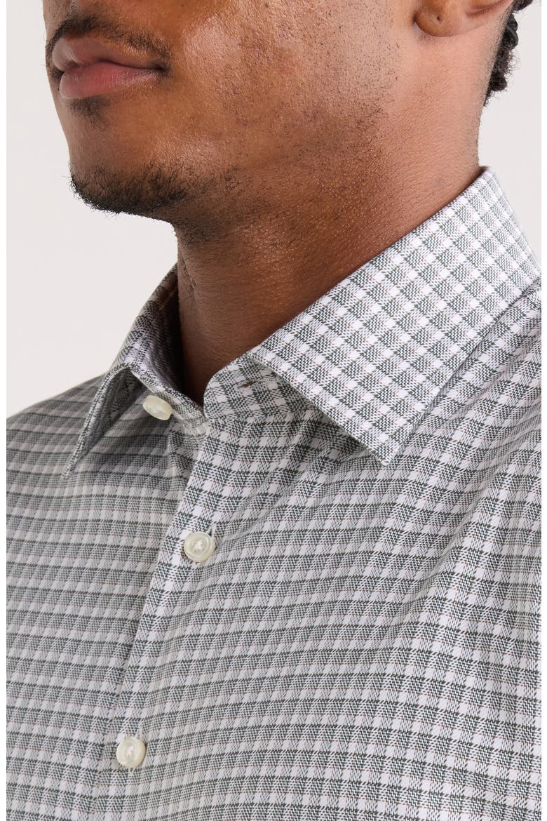 Trim Fit Check Premium Non Iron Cotton Button-Up Shirt, Alternate, color, GREEN PINE RIDGE GRID