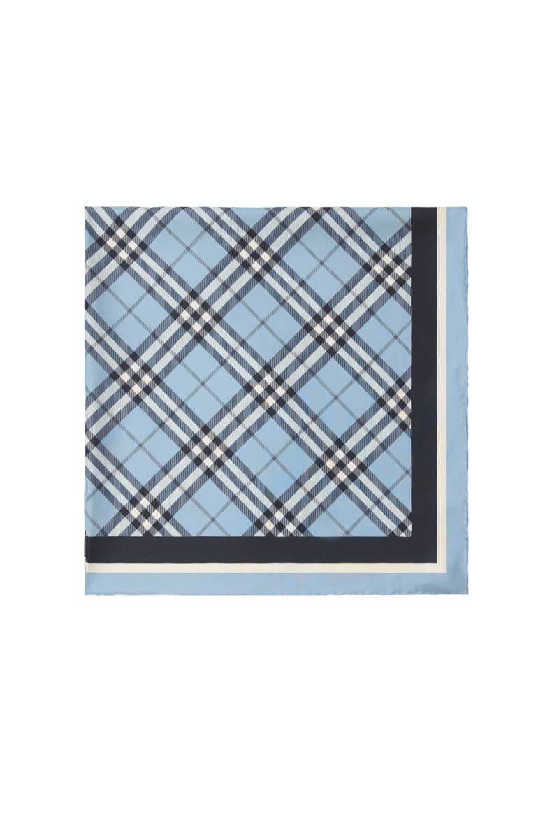Check Silk Scarf, Alternate, color, Bank blue