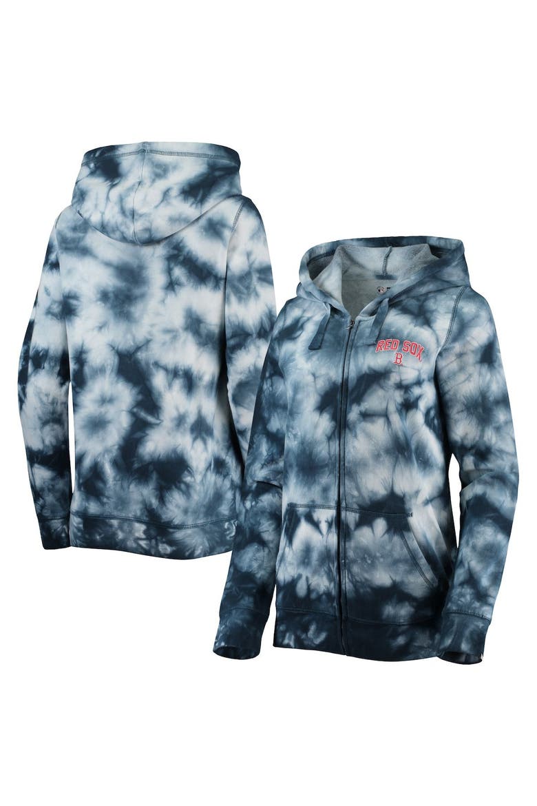 Women's New Era Navy Boston Red Sox Tie-Dye Full-Zip Hoodie, Main, color, Navy