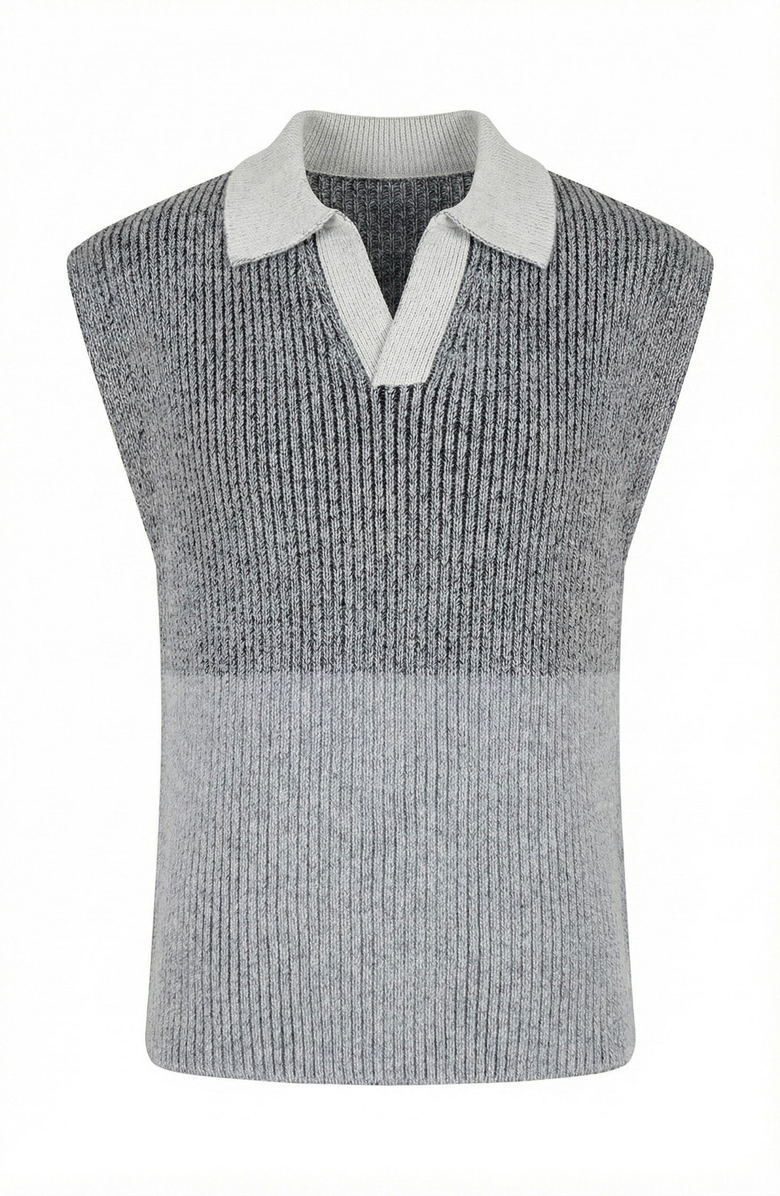 Modenaire Colorblock Polo Collar Knit Vest, Alternate, color, Light Grey / Charcoal