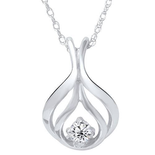 Bliss Diamond Solitaire Diamond Pendant 10k Gold Lab Grown Necklace In 10k White Gold
